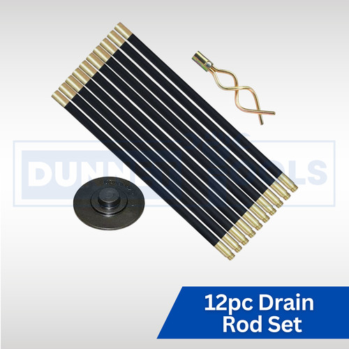 Drain rod set - 12pc, 9m