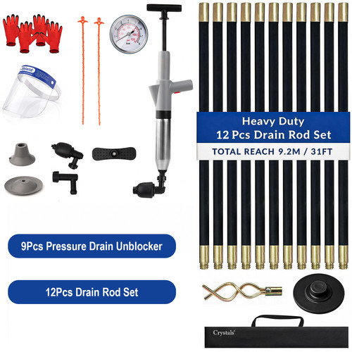 Piece drain rod set - 9, /